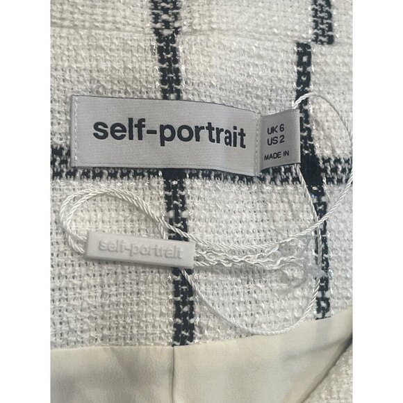 Self-portrait Check Tailored Mini Dress in cream 2 New Womens Jacket Blazer - Picture 8 of 16